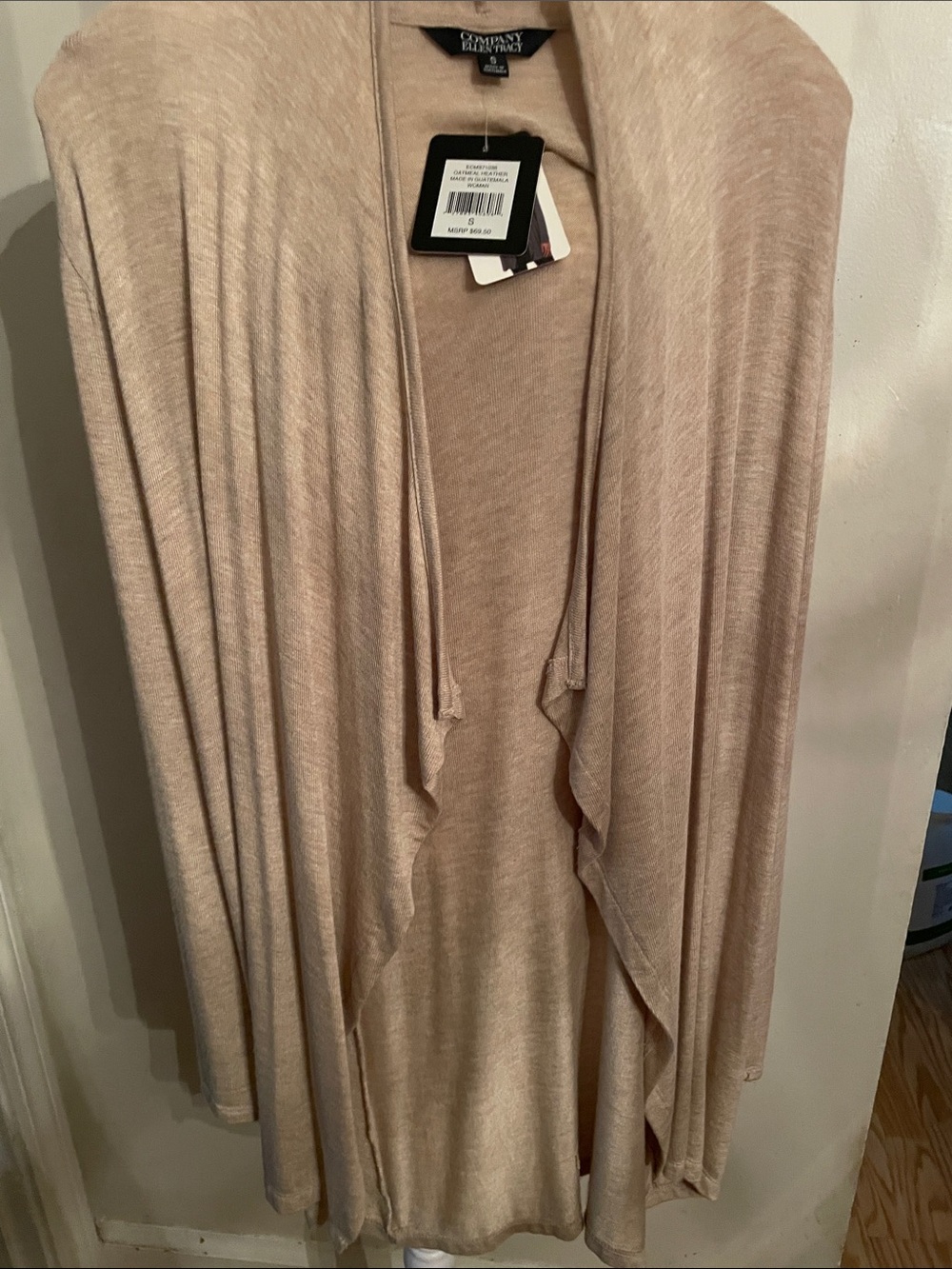 Chelsea28 Lightweight Draped Cardigan in Light Beige